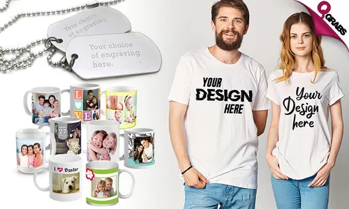 Customized Printing for Mugs & T-shirts, Laser Engraving on Metal & Customized Embroidery on Caps!